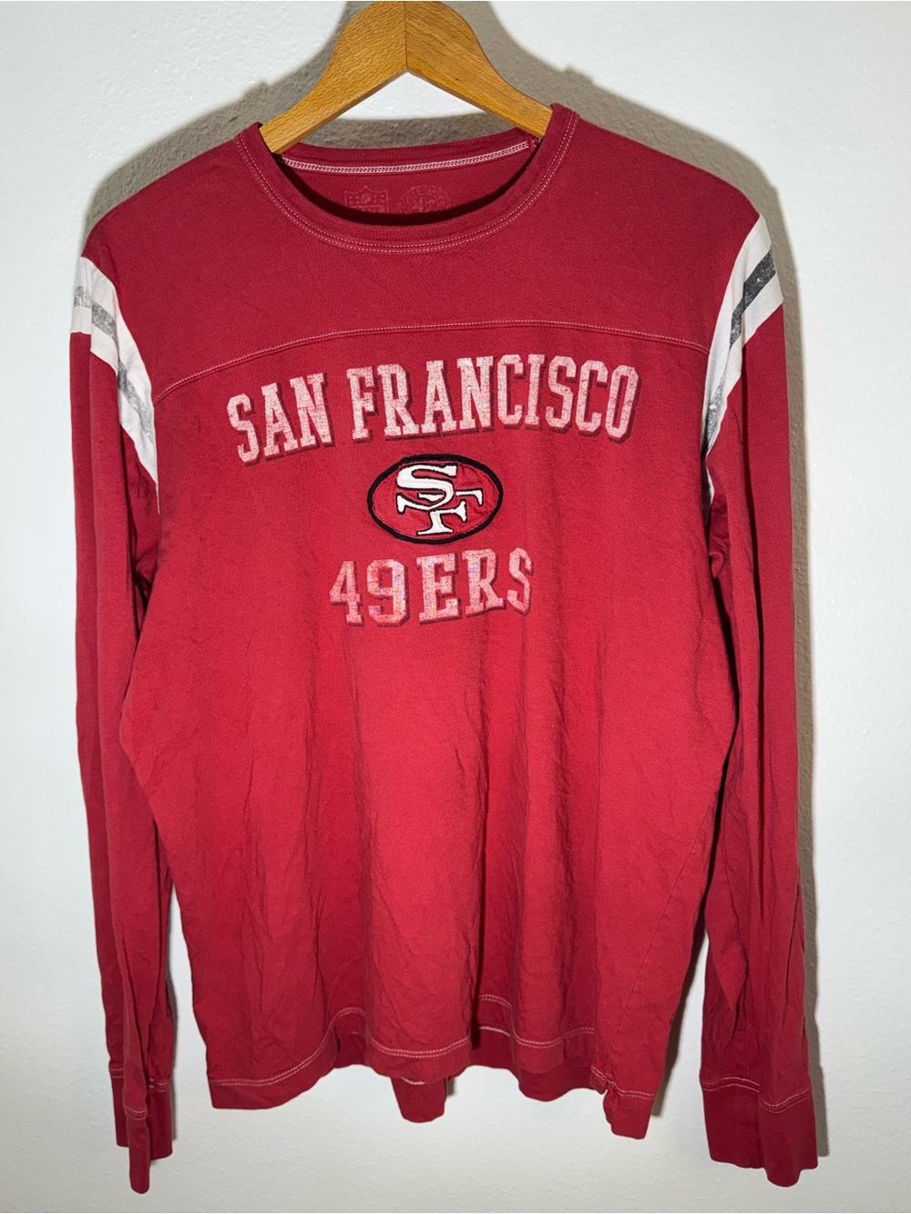 Y2K San Francisco 49ers Red Long-Sleeve Crewneck Football Shirt